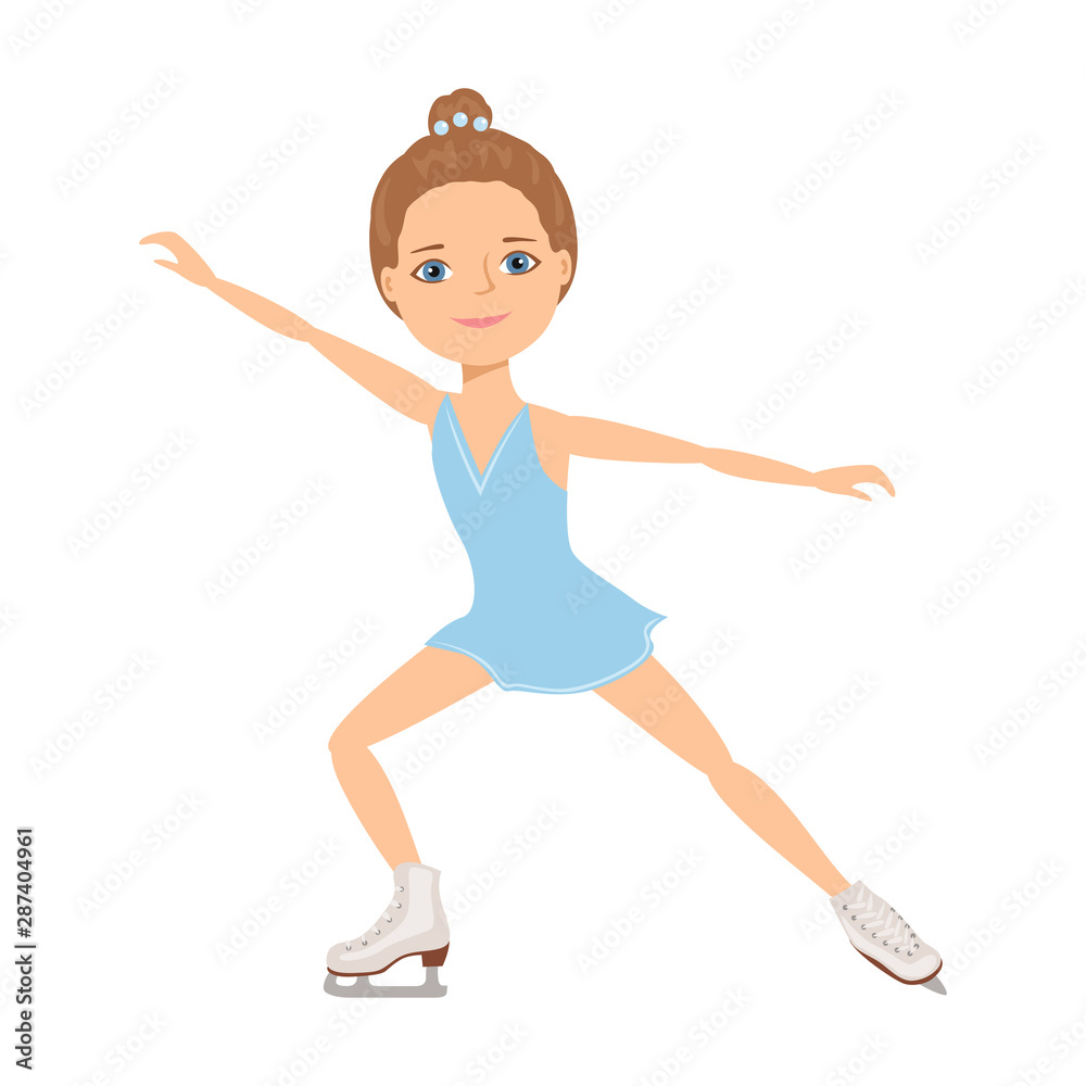 Female Figure Skater. Girl skates on ice isolated on white background. Vector sport illustration in cartoon simple flat style. Female Figure Skater. Girl skates on ice isolated on white background. Vector sport illustration in cartoon simple flat style.