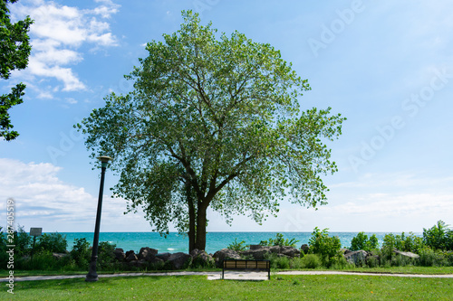 Fototapeta Naklejka Na Ścianę i Meble -  Shore of Lake Michigan in Evanston Illinois during Summer