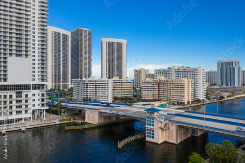 Aerial photo Hallandale Beach Boulevard draw bridge Florida USA