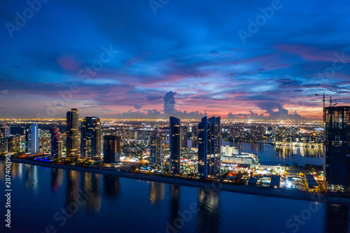 Sunny Isles Beach Florida USA twilight aerial panorama © Felix Mizioznikov