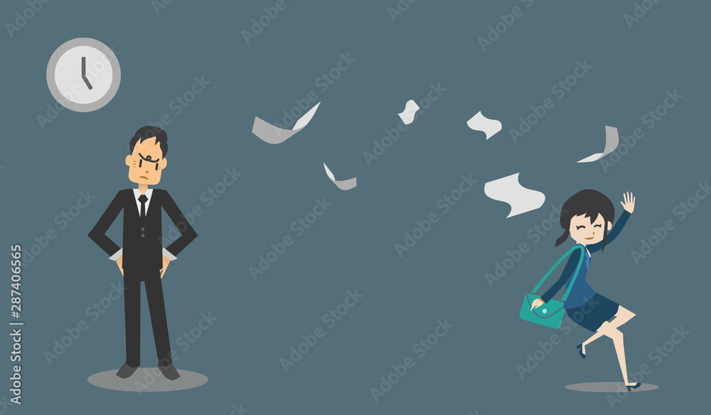 Illustrate of lazy Businesswoman at work. Illustrate of lazy Businesswoman at work.