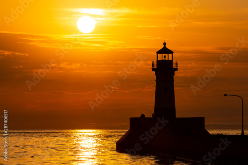 Lake Superior Breakwater Lighthouse At Sunrise