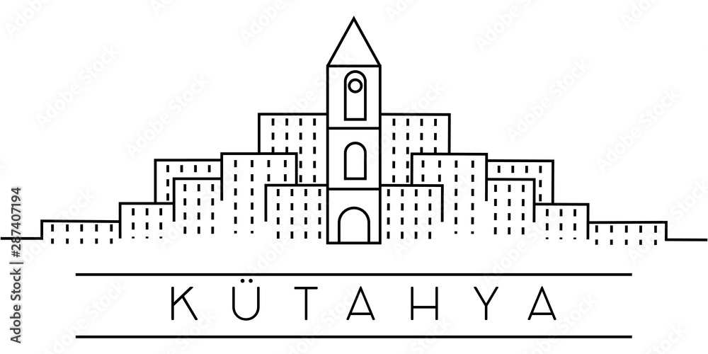 Kutahya city outline icon. Elements of Turkey cities illustration icons. Signs, symbols can be used for web, logo, mobile app, UI, UX