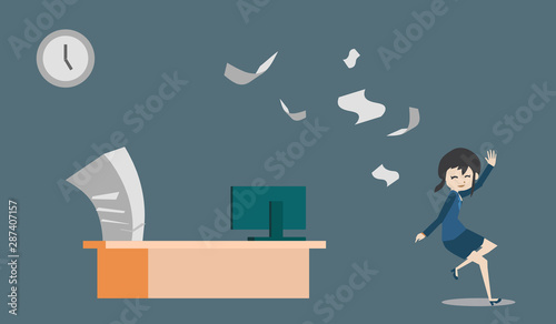 Illustrate of lazy Businesswoman at work.