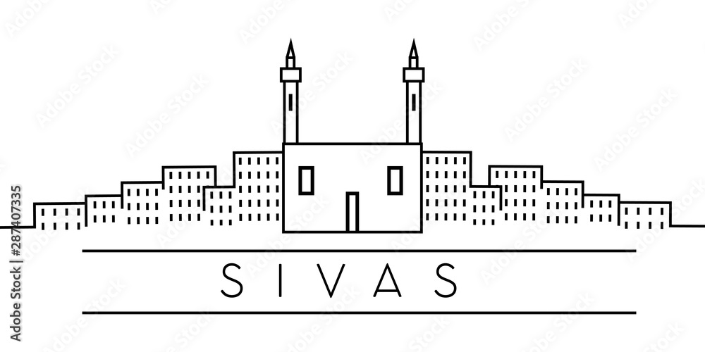 Sivas city outline icon. Elements of Turkey cities illustration icons. Signs, symbols can be used for web, logo, mobile app, UI, UX