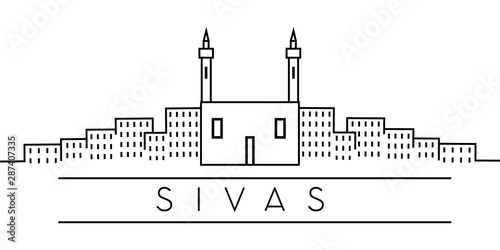 Sivas city outline icon. Elements of Turkey cities illustration icons. Signs, symbols can be used for web, logo, mobile app, UI, UX