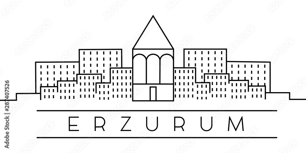 Erzurum city outline icon. Elements of Turkey cities illustration icons. Signs, symbols can be used for web, logo, mobile app, UI, UX