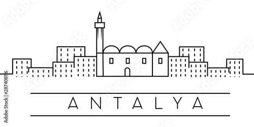 Antalya city outline icon. Elements of Turkey cities illustration icons. Signs, symbols can be used for web, logo, mobile app, UI, UX