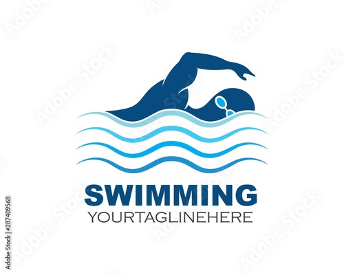 swimming icon logo vector illustration design