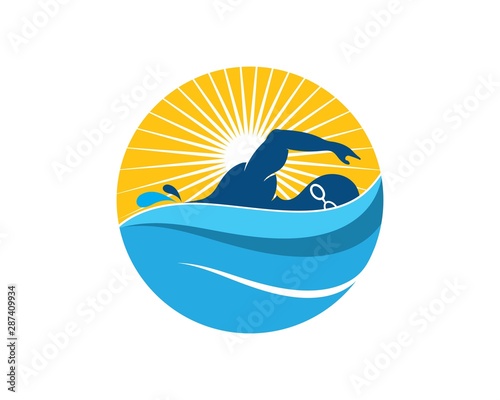 swimming icon logo vector illustration design