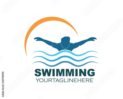 swimming icon logo vector illustration design
