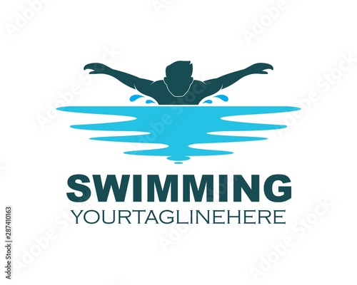 swimming icon logo vector illustration design
