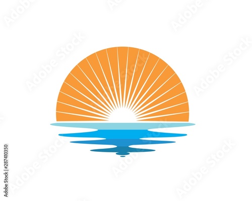 wave sun logo icon vector illustration design