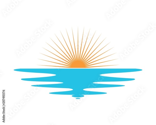 wave sun logo icon vector illustration design