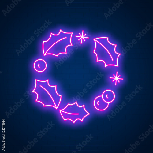 Glowing neon effect Happy New Year sign