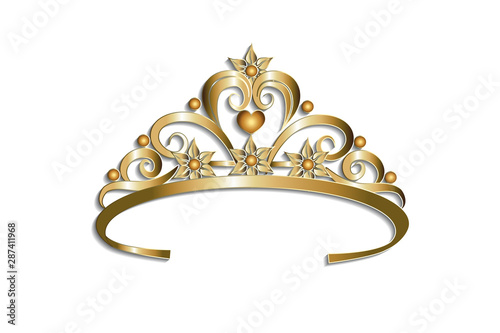 Gold Princess Crown Logo Vector