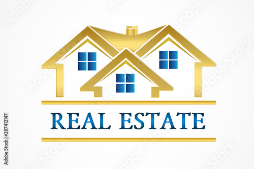 Real estate golden house logo