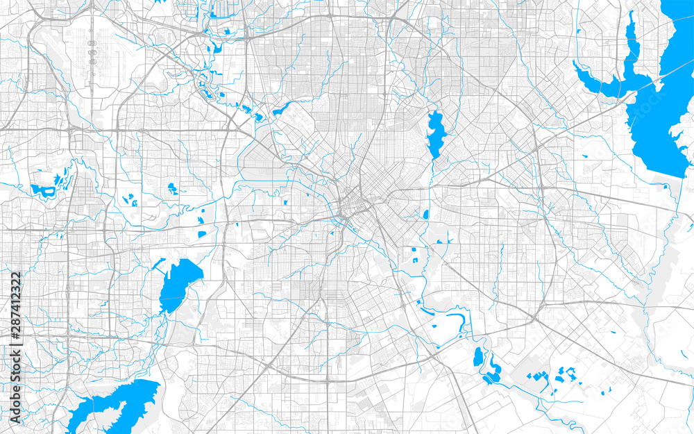 Fototapeta premium Rich detailed vector map of Dallas, Texas, U.S.A.