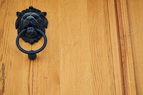 wooden old door and knocker