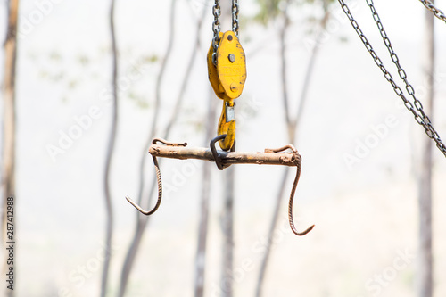 crane hook on chain