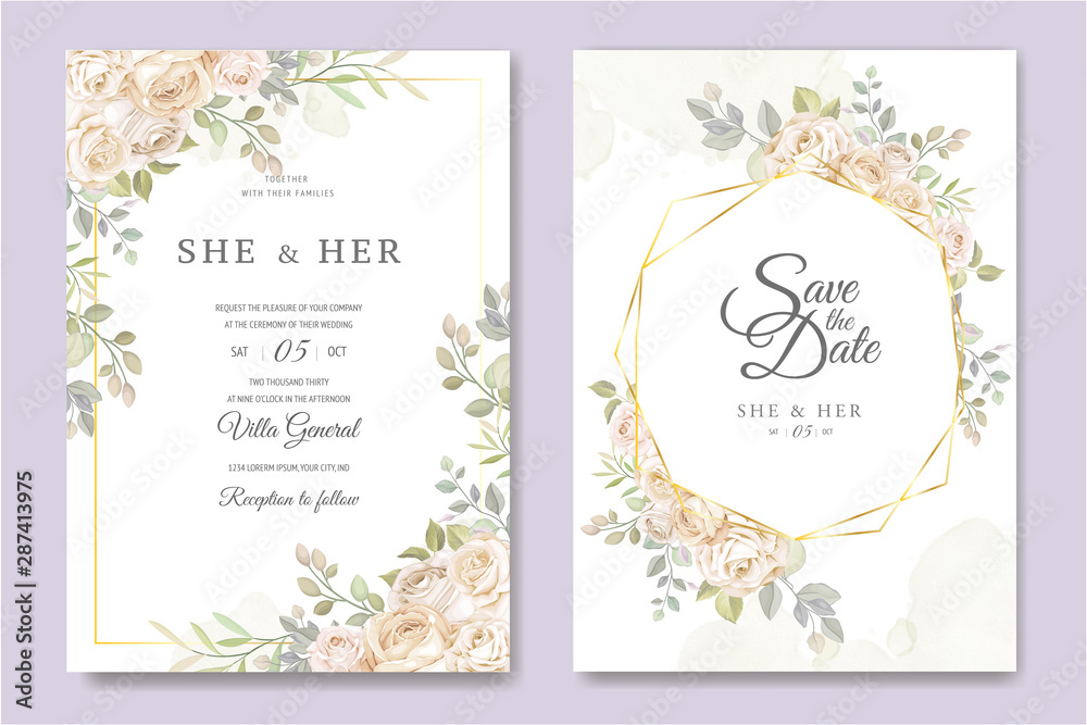 Obraz premium beautiful wedding invitation card template
