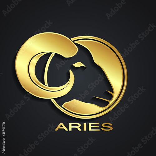 3d negative shape golden aries head logo