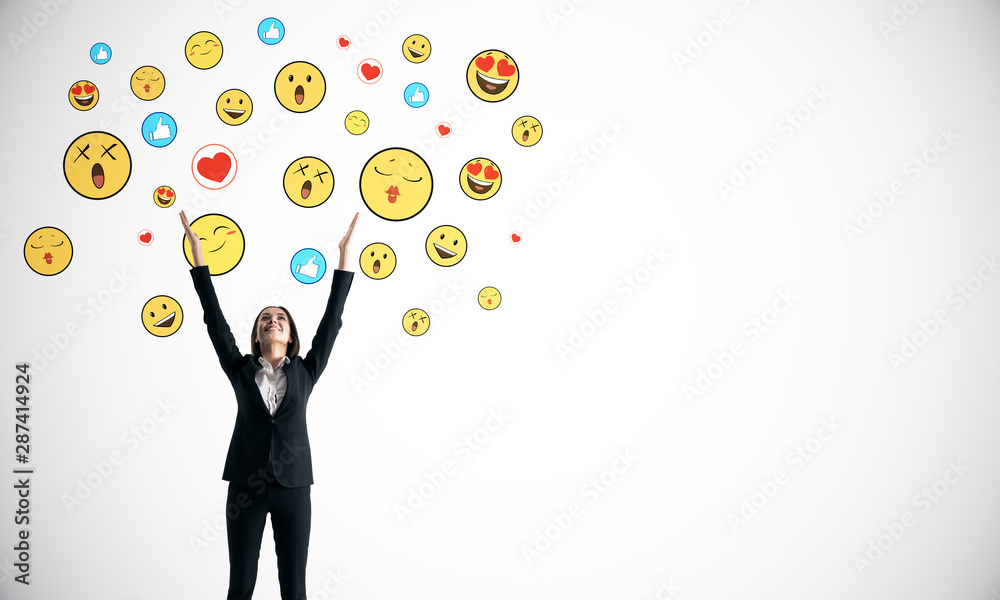 Portrait of happy businesswoman with smileys Portrait of happy businesswoman with smileys