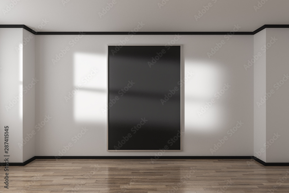 Empty gallery interior with poster Empty gallery interior with poster