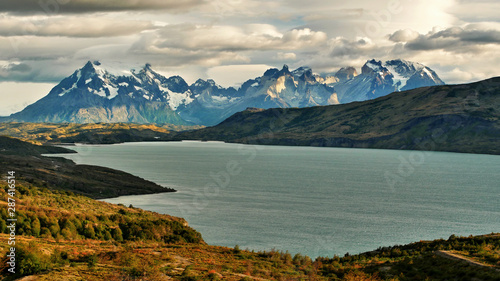 Torres del Paine. Patagonia mountains and lake. Chile