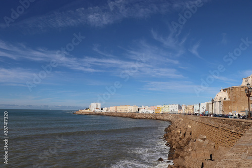 City promenade in Cadiz by the sea