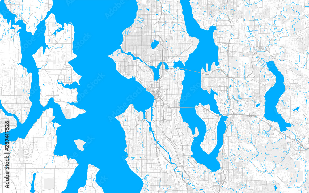 Rich detailed vector map of Seattle, Washington, U.S.A. Stock Vector ...