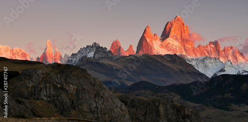 Fototapeta Naklejka Na Ścianę i Meble -  Mountains illuminated by morning sun. Argentina.