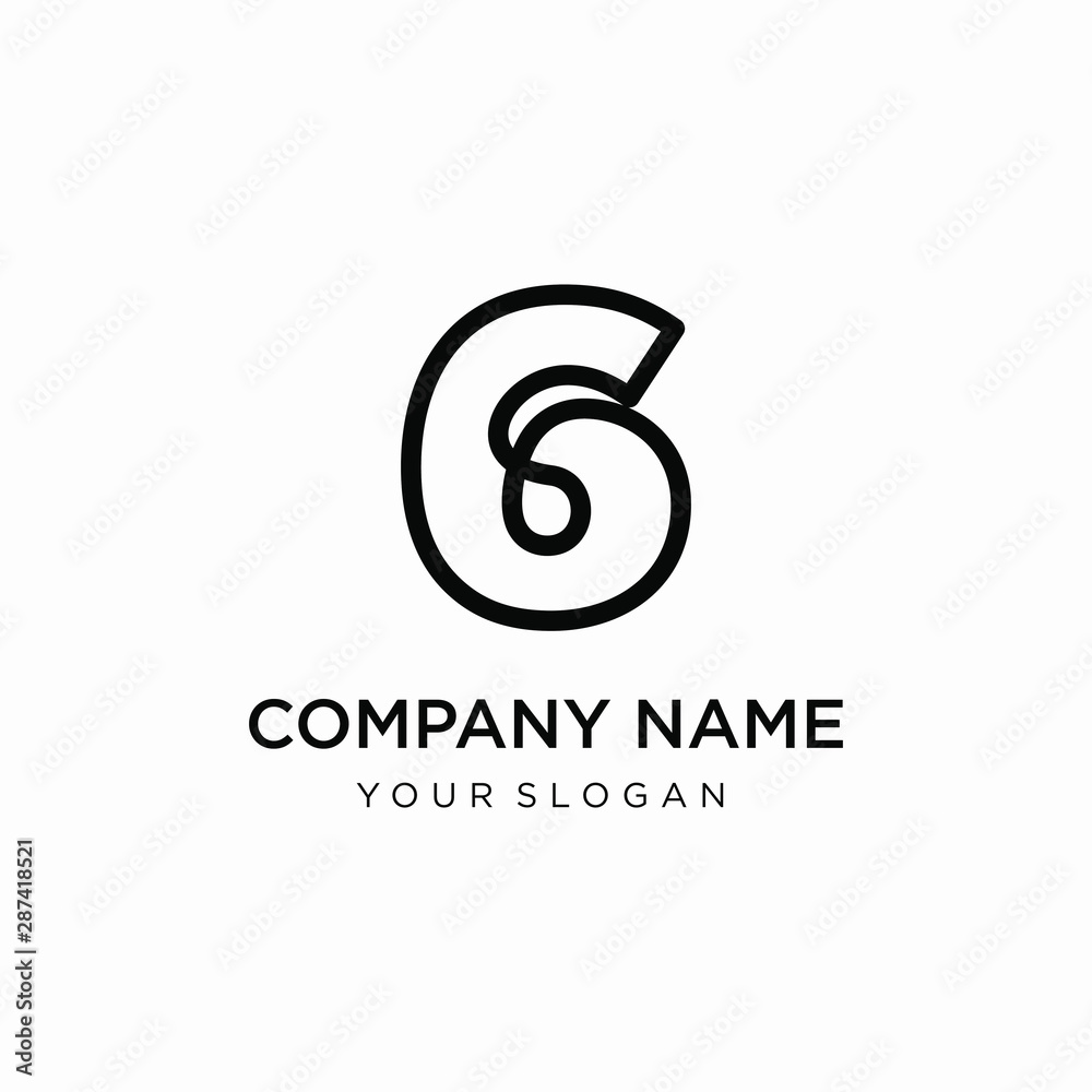 number 6 logo with monoline style. monogram infinity concept. minimalist Modern Logo Technology for Business - vector number 6 logo with monoline style. monogram infinity concept. minimalist Modern Logo Technology for Business - vector