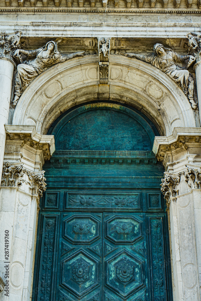 Doorway at Cathedral of Santa Maria della Salute in Venice, Italy