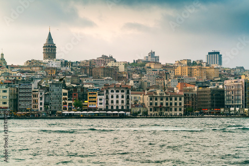 View of Karakoy and the Galata Tower from the Bosphorus, Istanbul, Turkey photo