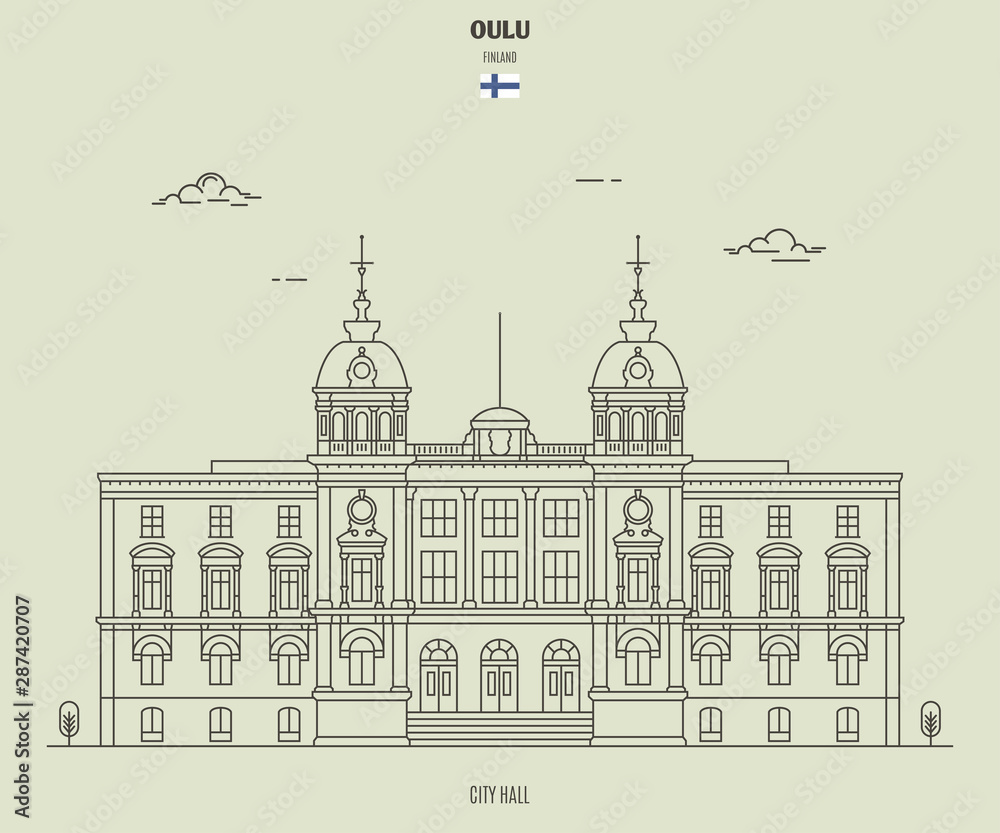 City hall in Oulu, Finland. Landmark icon