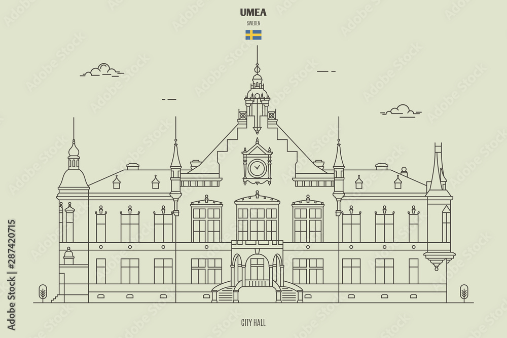 City Hall in Umea, Sweden. Landmark icon