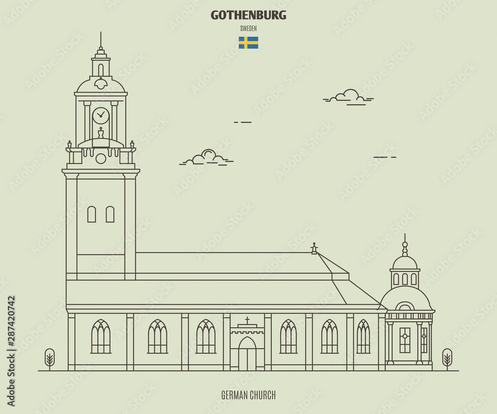 German Church in Gothenburg, Sweden. Landmark icon