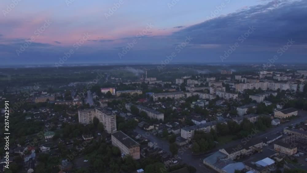 Aerial drone flight over suburban area at small town Aerial drone flight over suburban area at small town