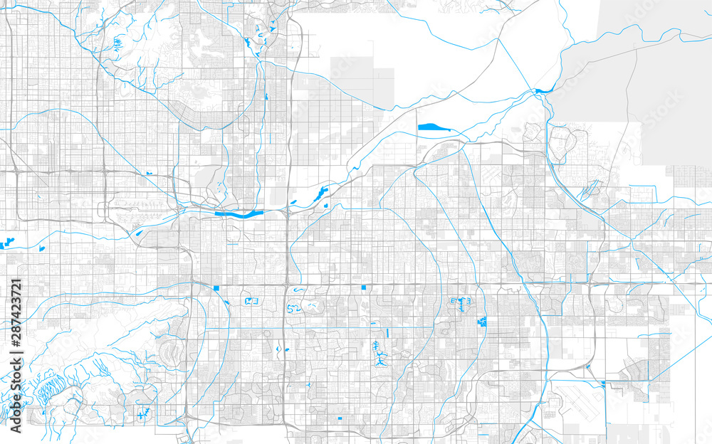 Rich detailed vector map of Mesa, Arizona, U.S.A.