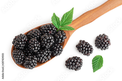 blackberry with leaf isolated on a white background closeup