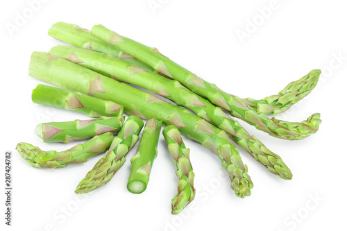 Fresh sprouts of asparagus isolated on white background