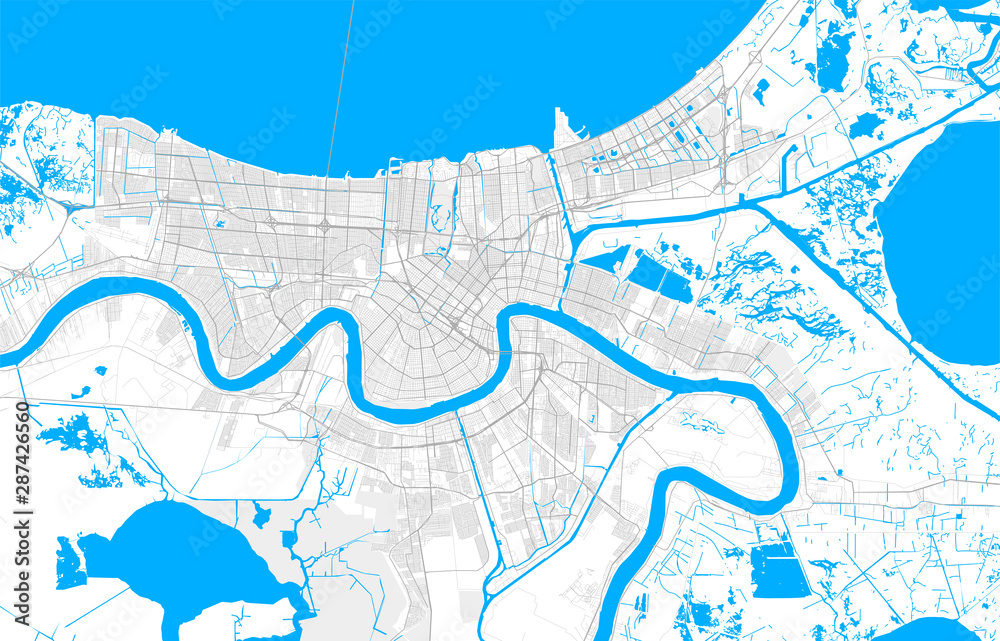 Rich Detailed Vector Map Of New Orleans, Louisiana, U.S.A. Stock Vector |  Adobe Stock