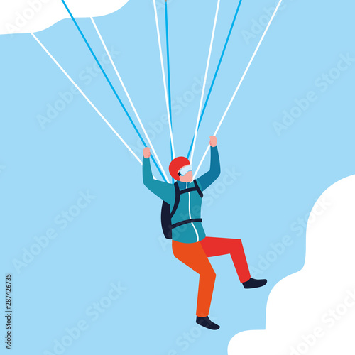 man skydiver in air avatar character