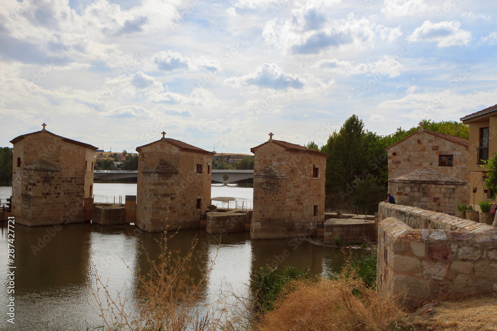 Zamora,Spain,9,2013;medieval mills located on the Duero riverbed Zamora,Spain,9,2013;medieval mills located on the Duero riverbed