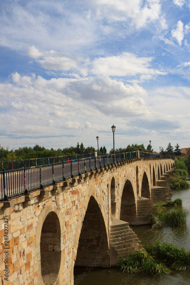 Zamora,Spain,9,2013;Medieval bridge over the Duero river Zamora,Spain,9,2013;Medieval bridge over the Duero river