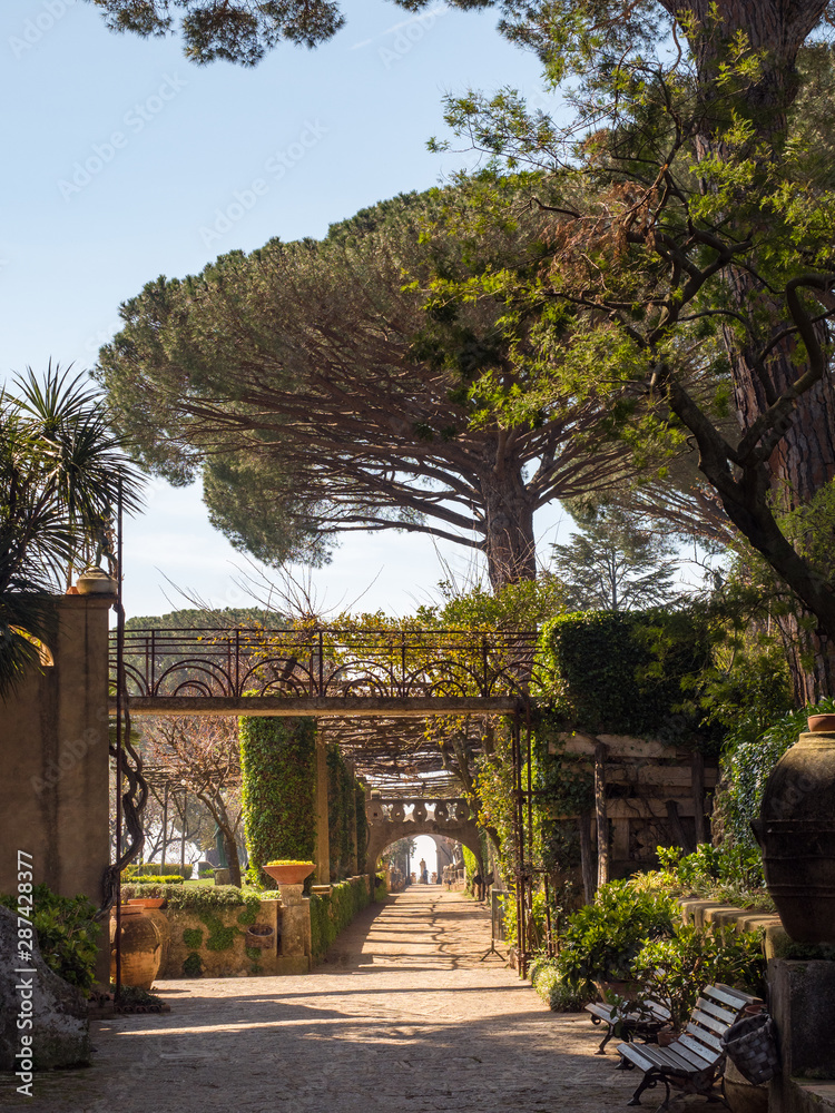 Ravello, Campania, Italy april 2019: Villa Cimbrone in Ravello, on the Amalfi Coast Ravello, Campania, Italy april 2019: Villa Cimbrone in Ravello, on the Amalfi Coast