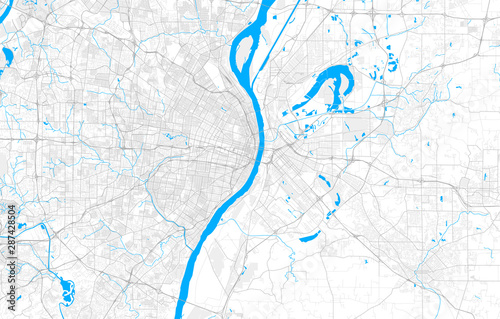 Rich detailed vector map of St. Louis, Missouri, U.S.A.