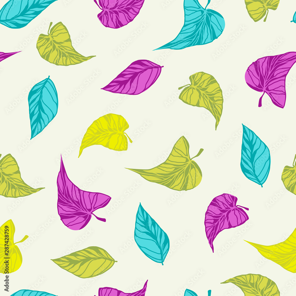 Vector seamless pattern of doodle leaves Vector seamless pattern of doodle leaves