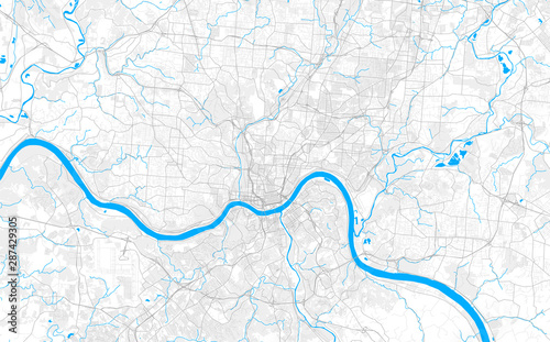 Rich detailed vector map of Cincinnati, Ohio, U.S.A.